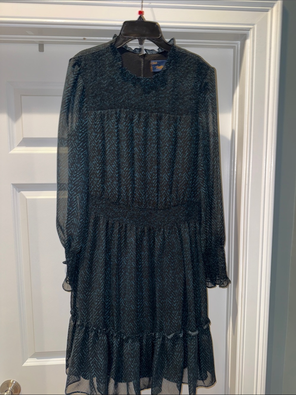 Taylor Black Long Sleeve Tiered Dress